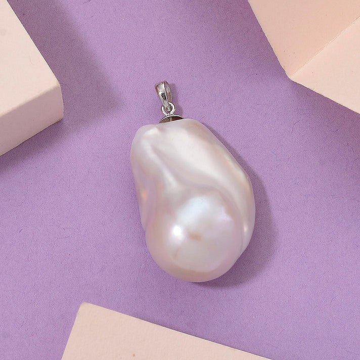 RHAPSODY-950 Platinum AAAA White Baroque Pearl Pendant 8250335 2