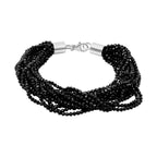 Natural Boi Ploi Black Spinel (Rnd) Bracelet (Size 7.5) in Sterling Silver 97.00 Ct.