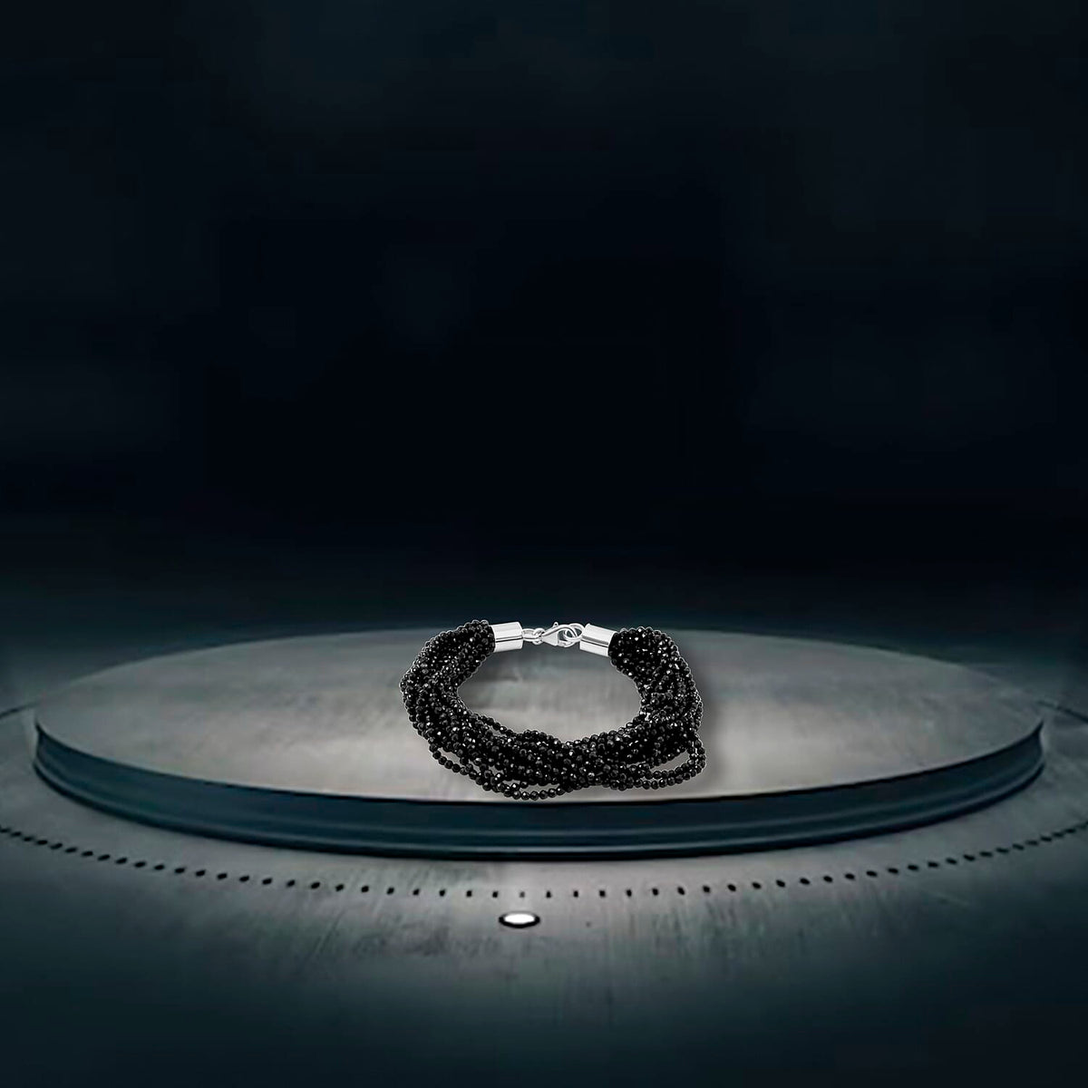 97 Carat Natural Boi Ploi Black Spinel Beaded Bracelet in Silver 7.5 Inch 3502150 2