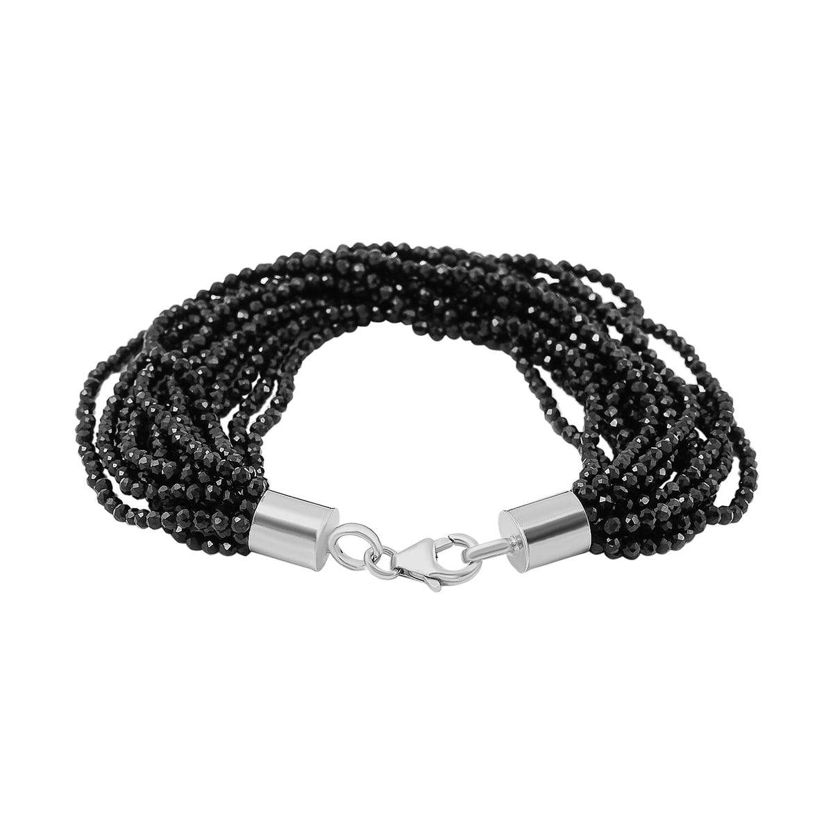 97 Carat Natural Boi Ploi Black Spinel Beaded Bracelet in Silver 7.5 Inch 3502150 3
