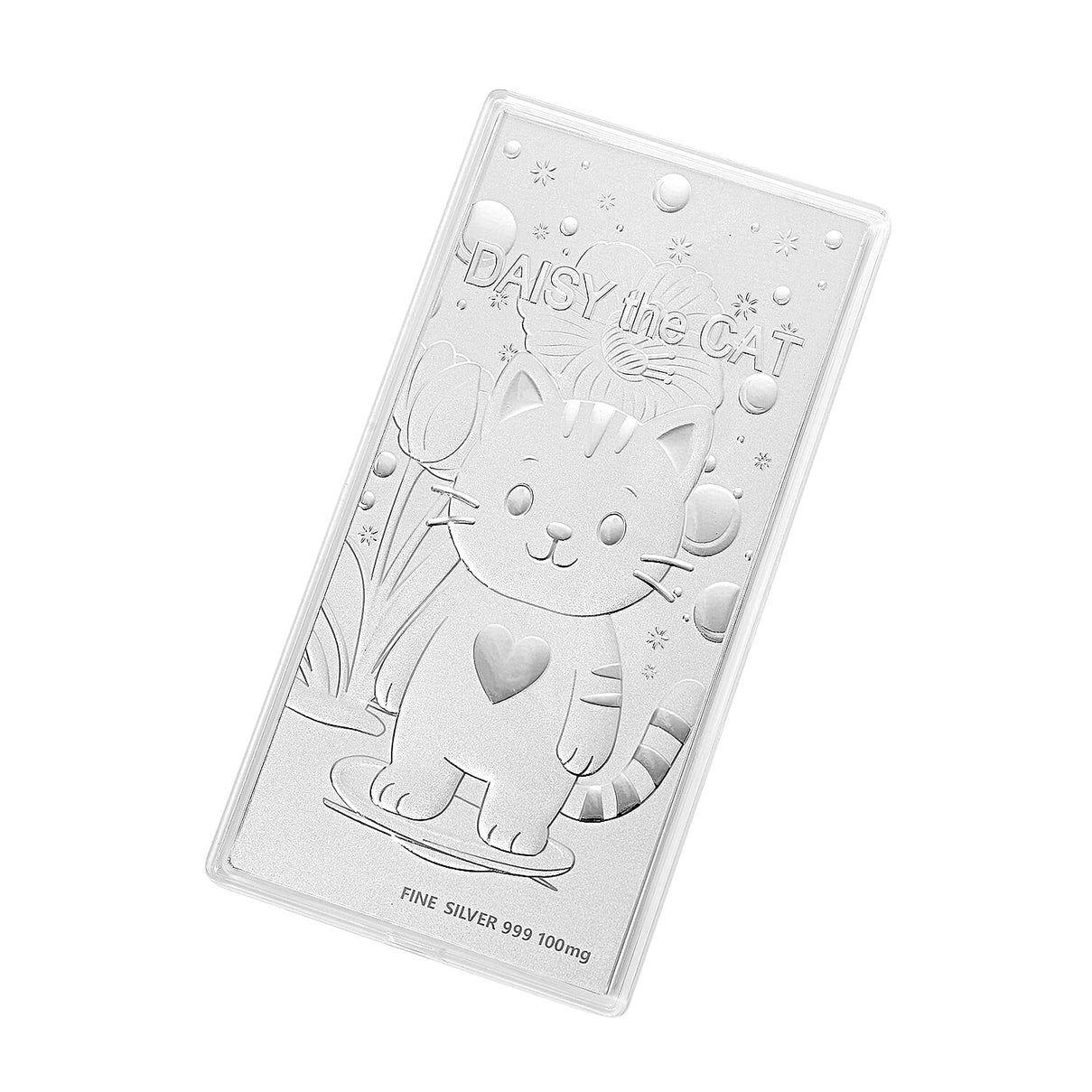 White Silver (99.9% Purity) Embossed Daisy the Cat Collectable V32513341 3