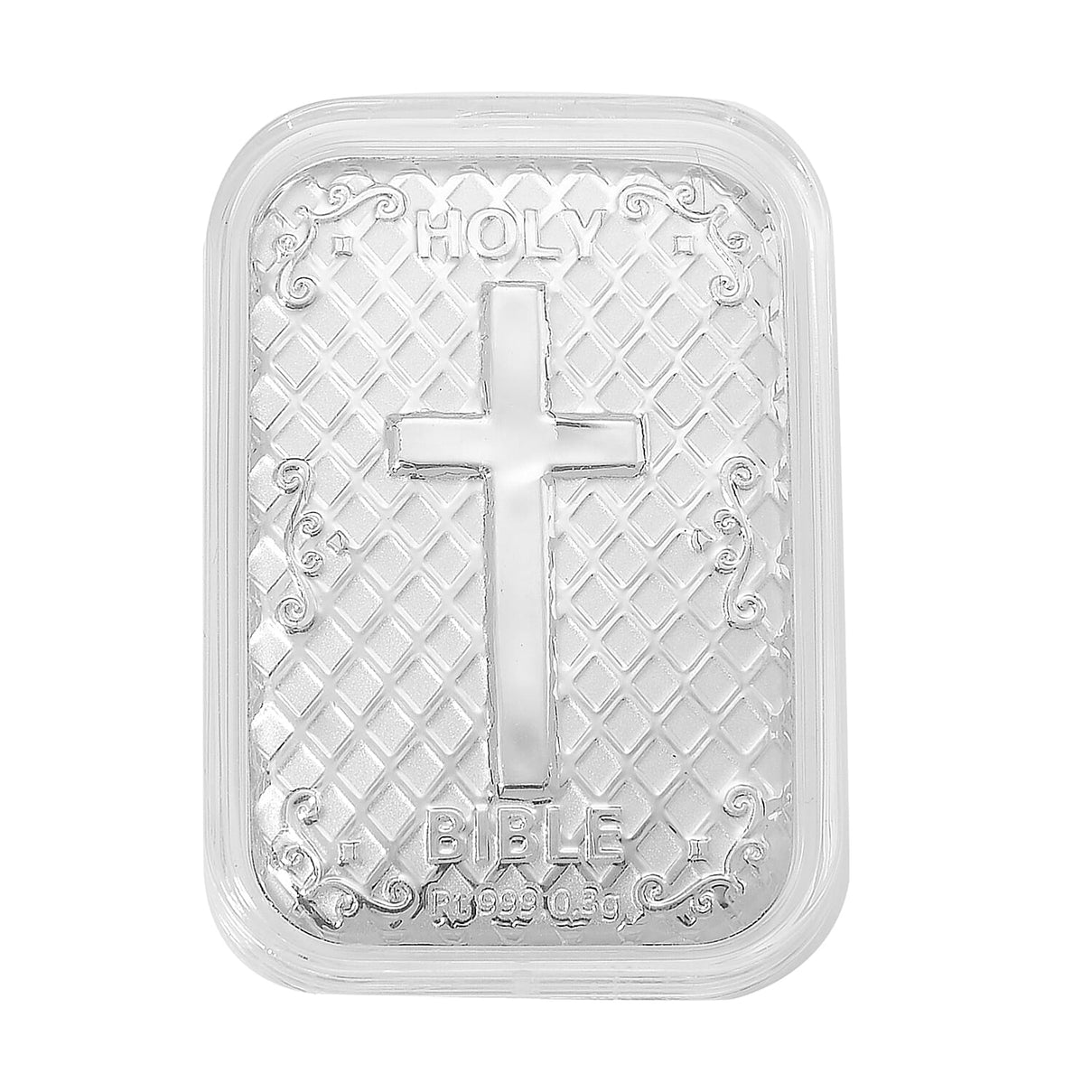 999 White Platinum Embossed Bible Cross Bar 8198668 0