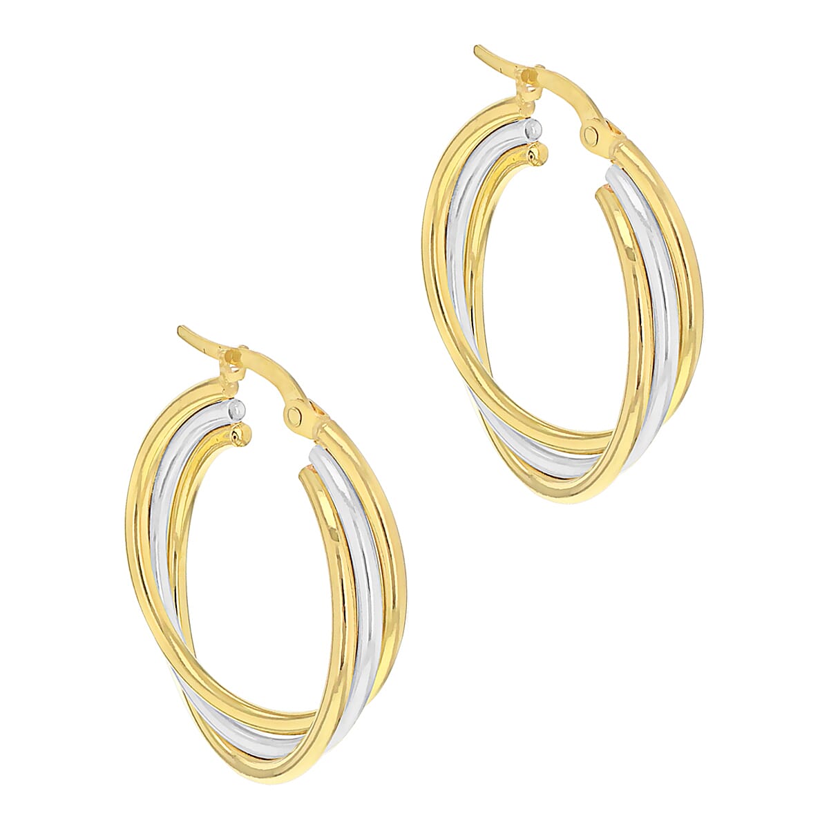 9K 2-Colour Gold Earrings in 24mm Round Wedding Creole Pattern 6092987 1
