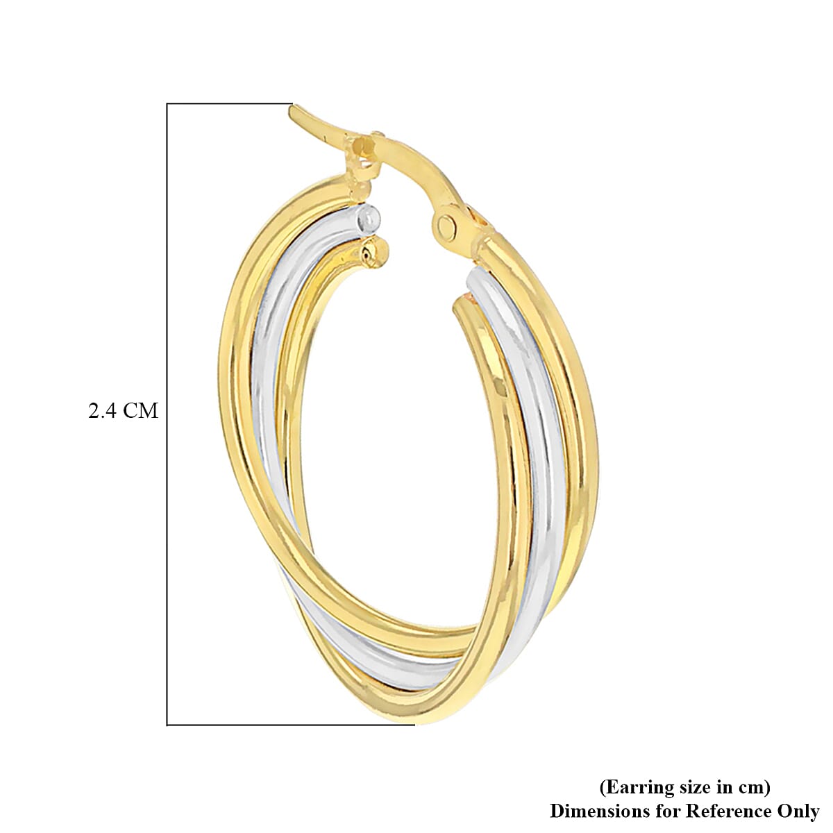9K 2-Colour Gold Earrings in 24mm Round Wedding Creole Pattern 6092987 3