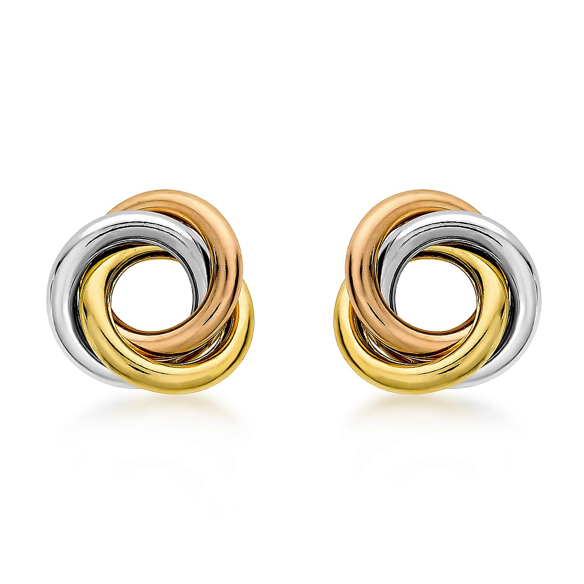 9K 3 Colour Gold 10mm Knot Stud Earrings 8894753 0