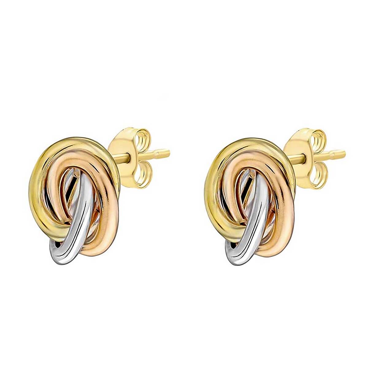 9K 3 Colour Gold 10mm Knot Stud Earrings 8894753 1