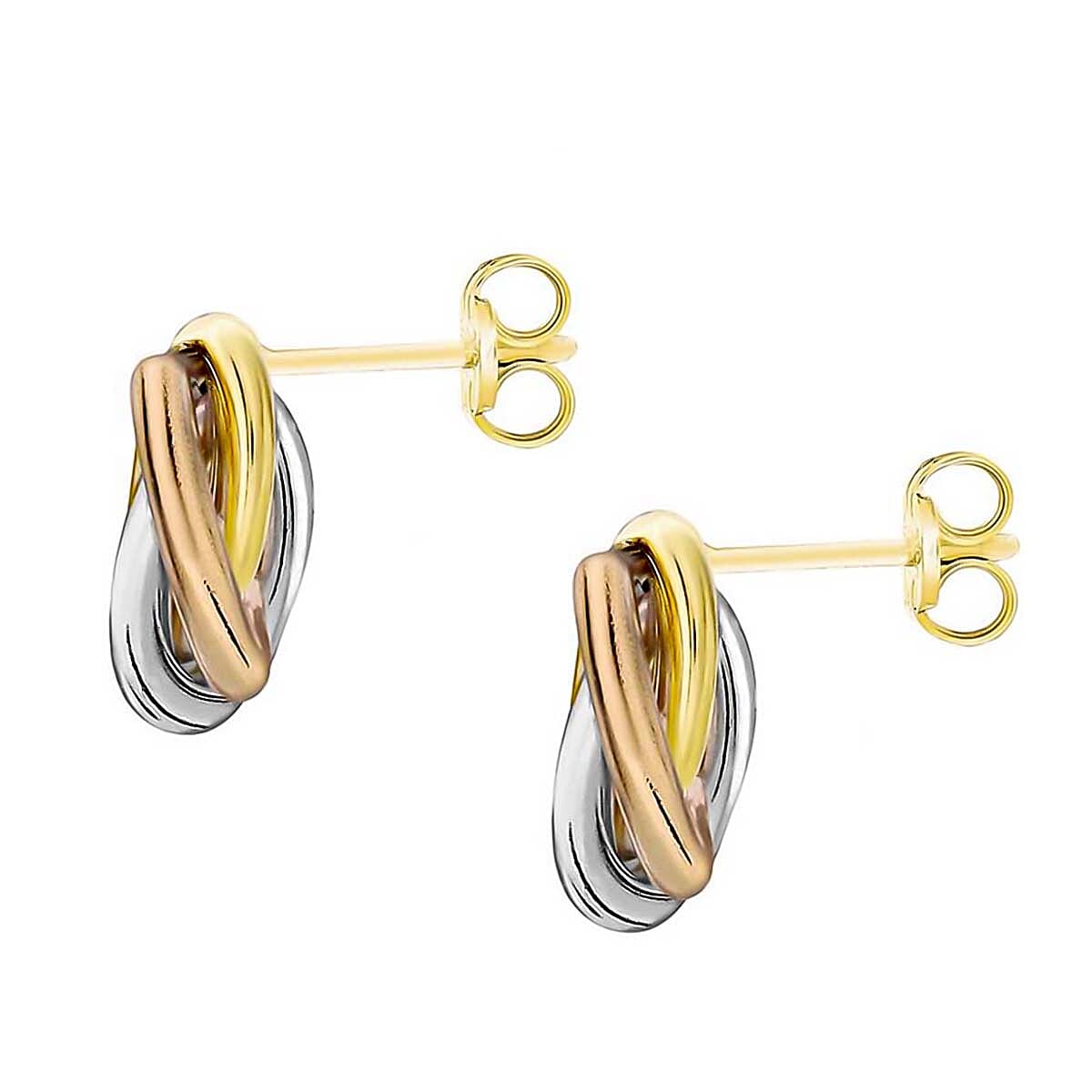 9K 3 Colour Gold 10mm Knot Stud Earrings 8894753 2