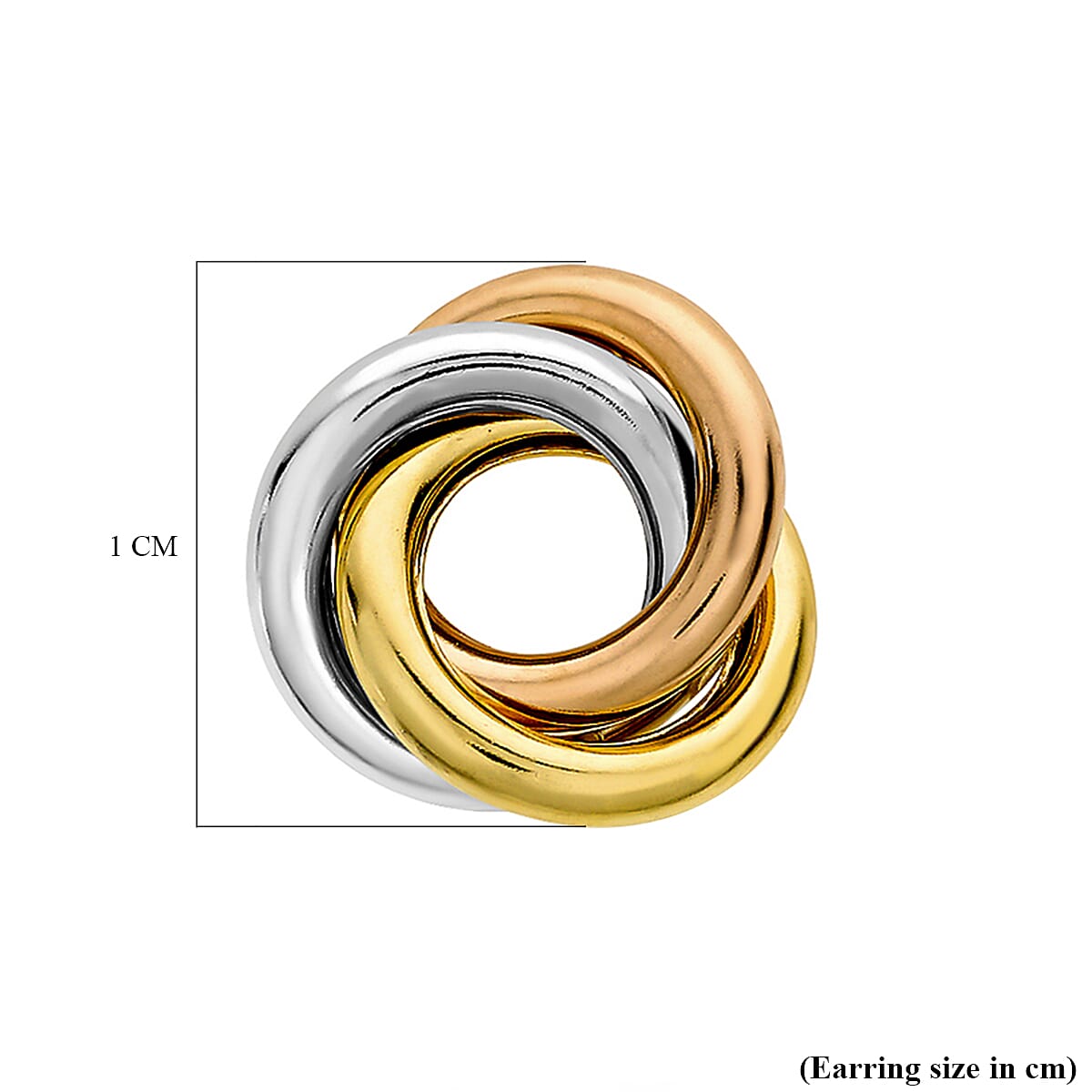 9K 3 Colour Gold 10mm Knot Stud Earrings 8894753 3