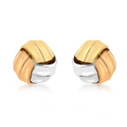 9K 3 Colour Gold 11mm Knot Stud Earrings