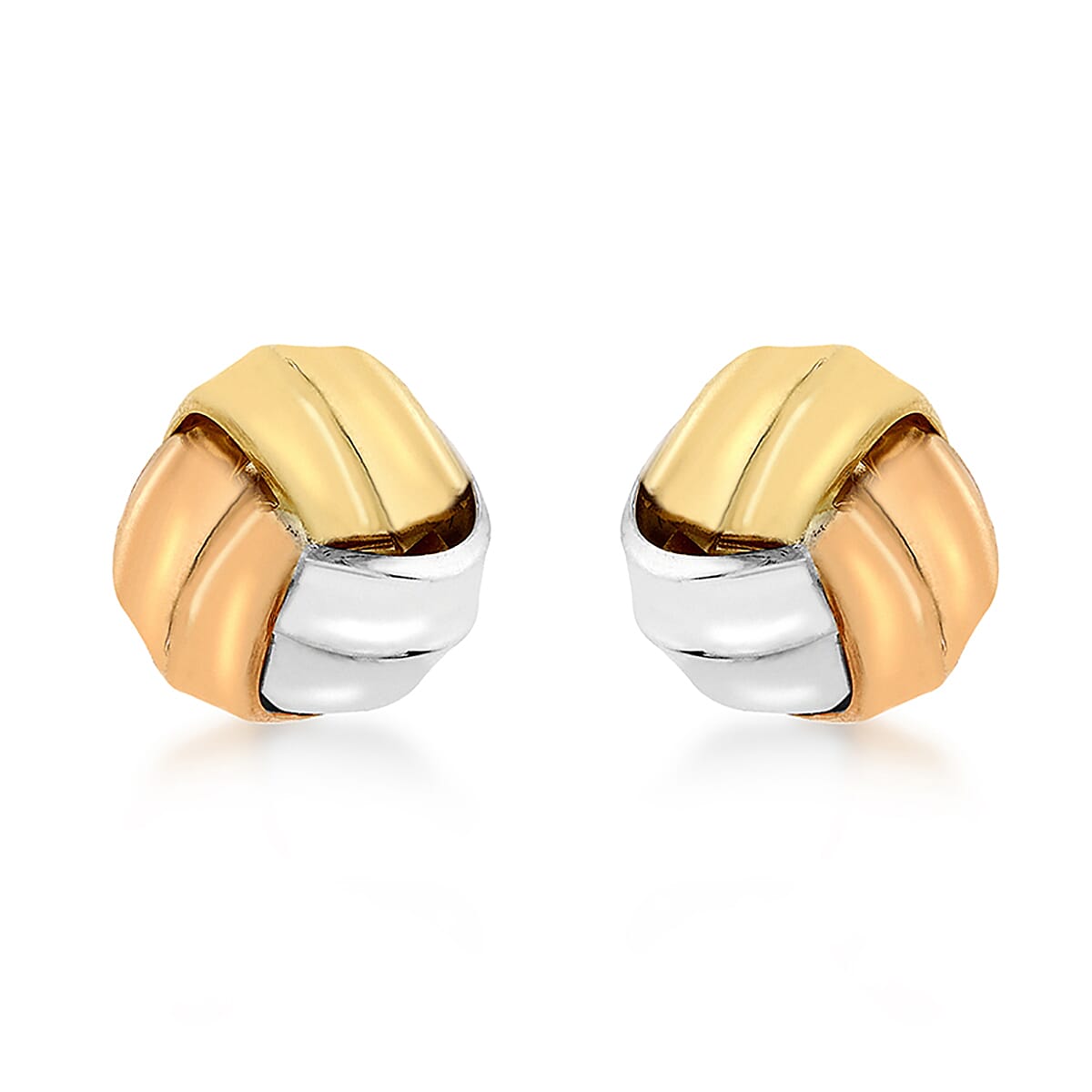 9K 3 Colour Gold 11mm Knot Stud Earrings 7078195 0