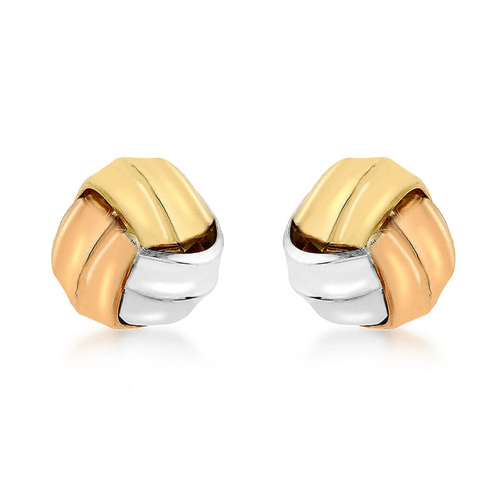 9K 3 Colour Gold 11mm Knot Stud Earrings 7078195 1