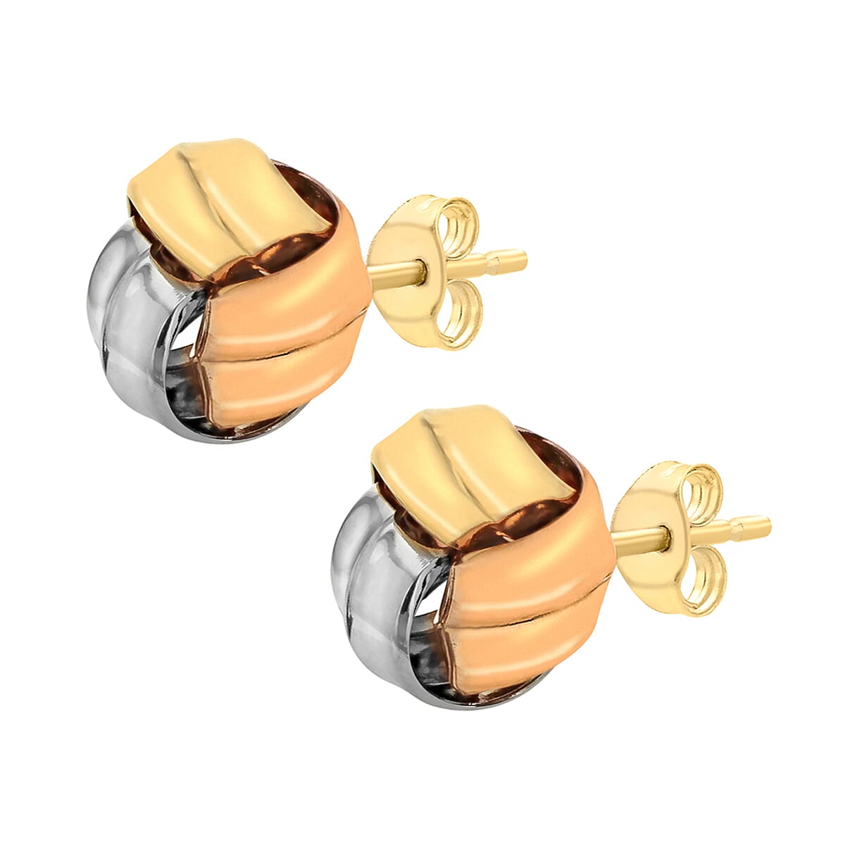 9K 3 Colour Gold 11mm Knot Stud Earrings 7078195 1