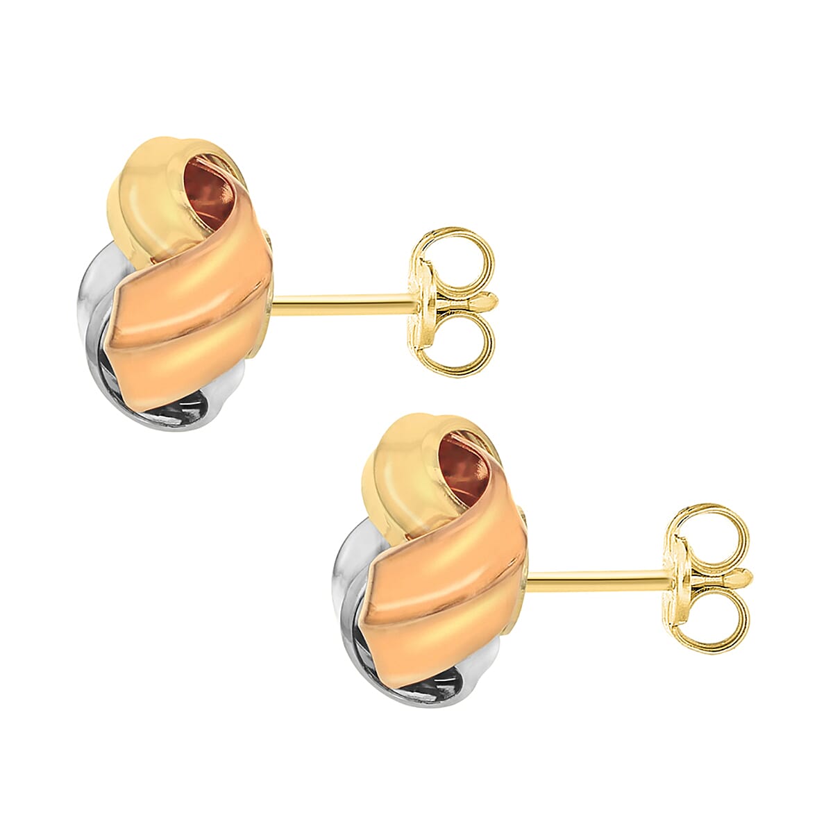 9K 3 Colour Gold 11mm Knot Stud Earrings 7078195 2