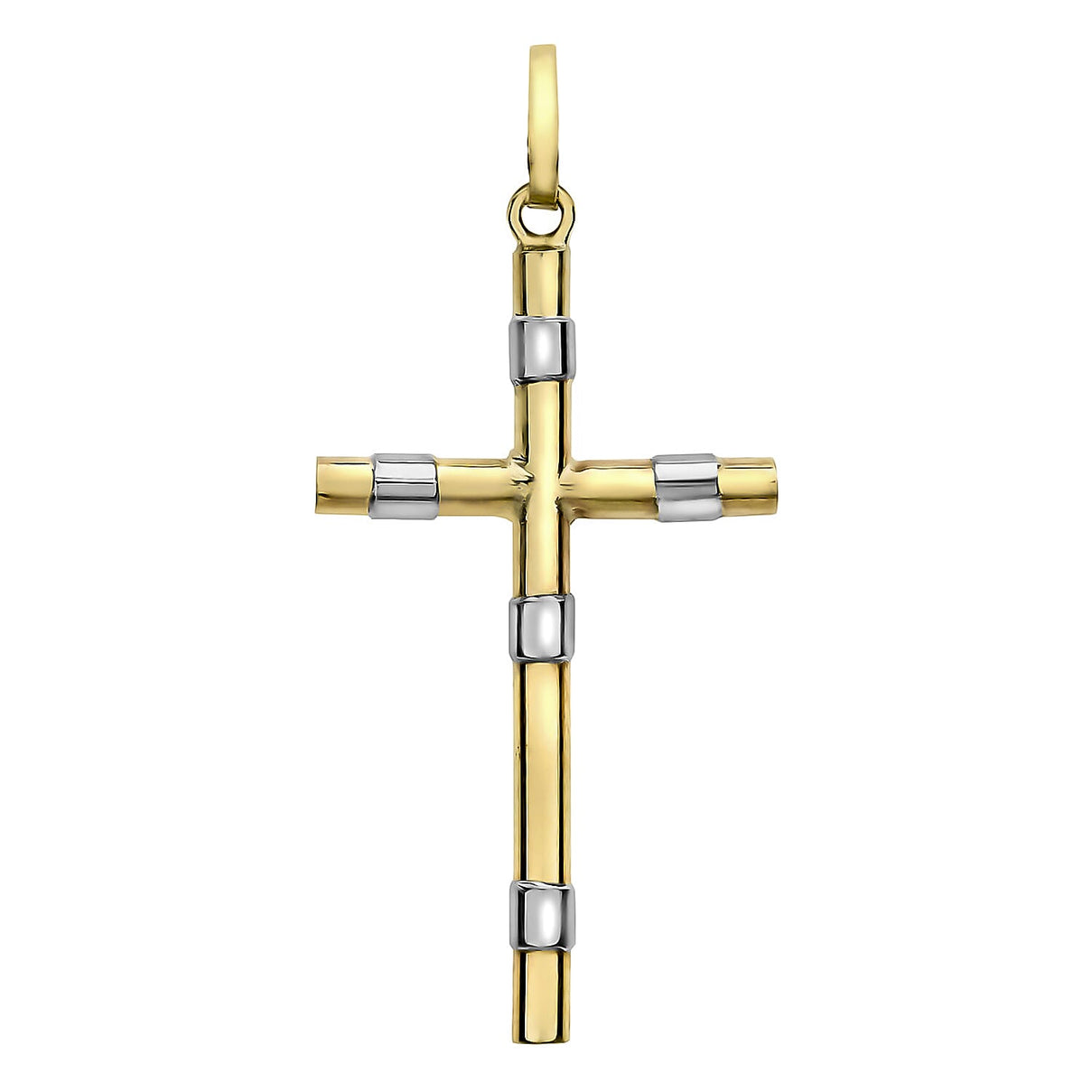 9K 2 Colour Gold 16mm x 30mm Band Cross Pendant 7254847 0
