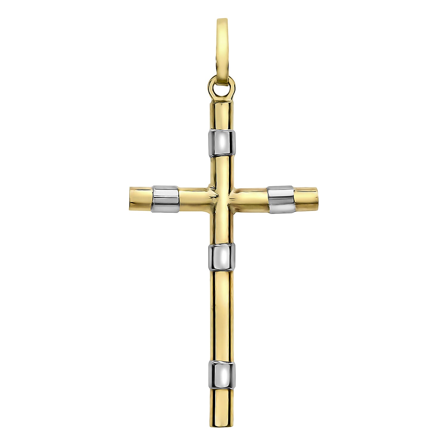 9K 2 Colour Gold 16mm x 30mm Band Cross Pendant 7254847 0