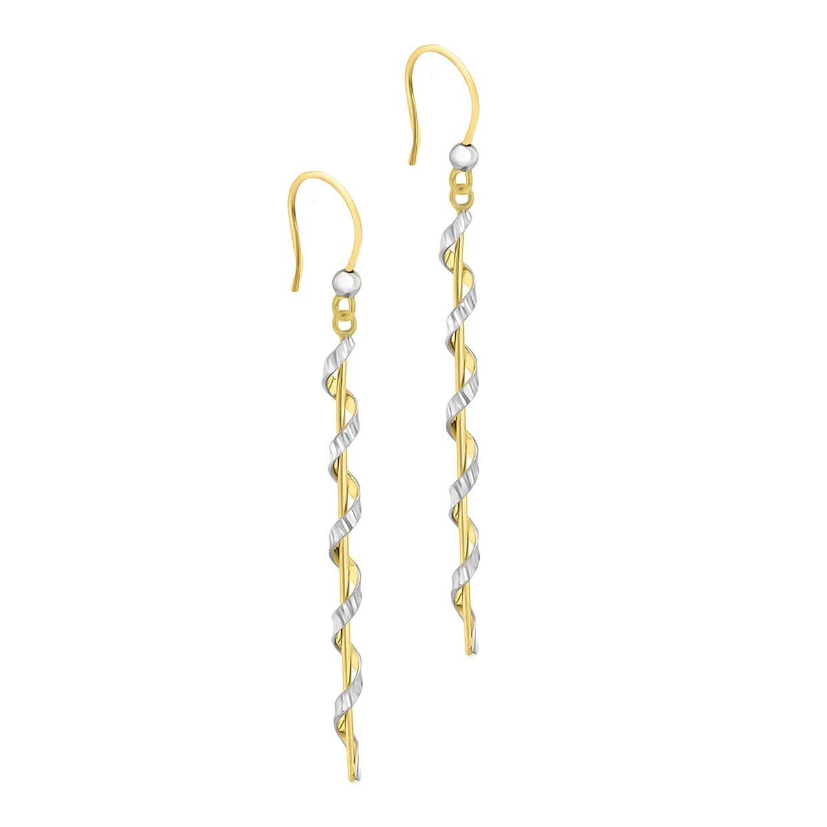 9K 2 Colour Gold 2mm x 54mm Twist Drop Earrings 8894747 1