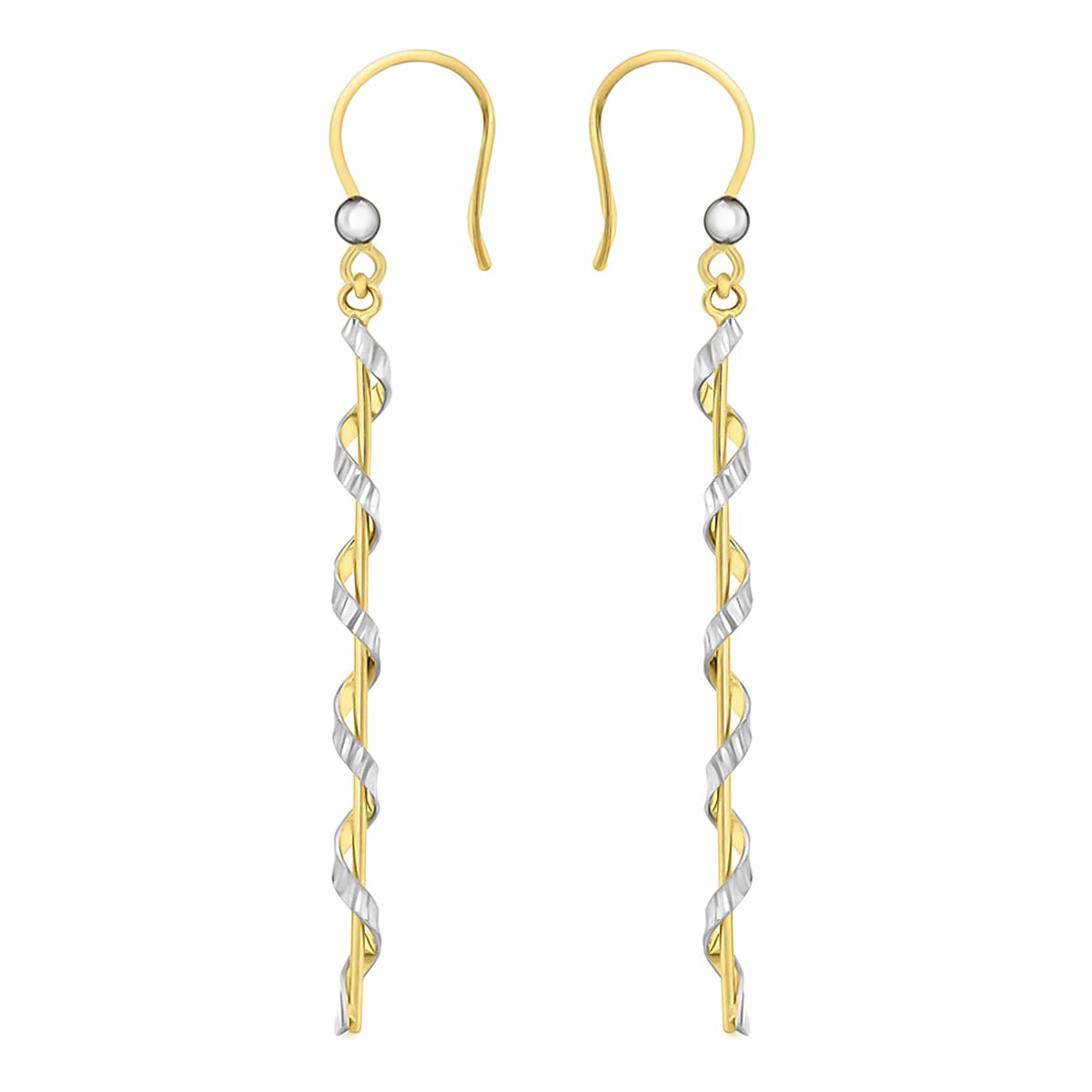 9K 2 Colour Gold 2mm x 54mm Twist Drop Earrings 8894747 2