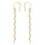 9K 2 Colour Gold 2mm x 54mm Twist Drop Earrings