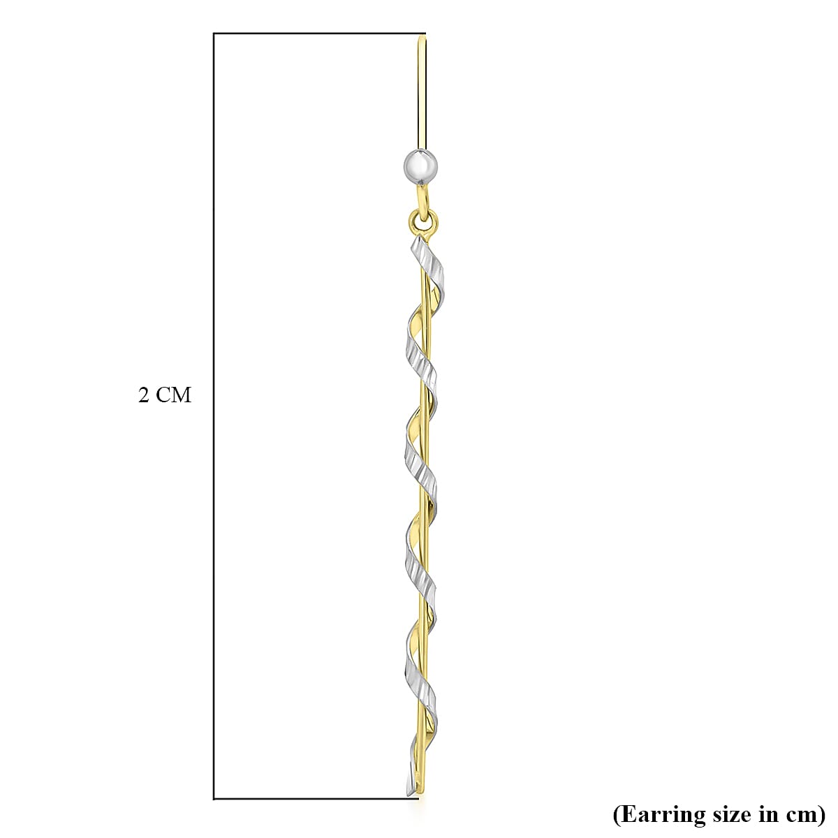 9K 2 Colour Gold 2mm x 54mm Twist Drop Earrings 8894747 3