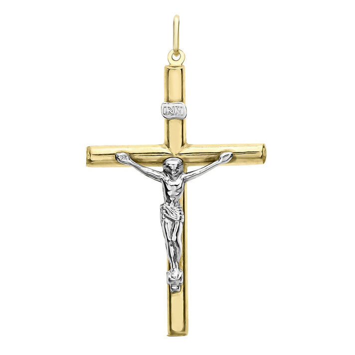 9K 2 Colour Gold 30mm x 47mm Crucifix Cross Pendant 7254844 1