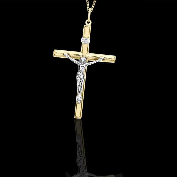 9K 2 Colour Gold 30mm x 47mm Crucifix Cross Pendant 7254844 2