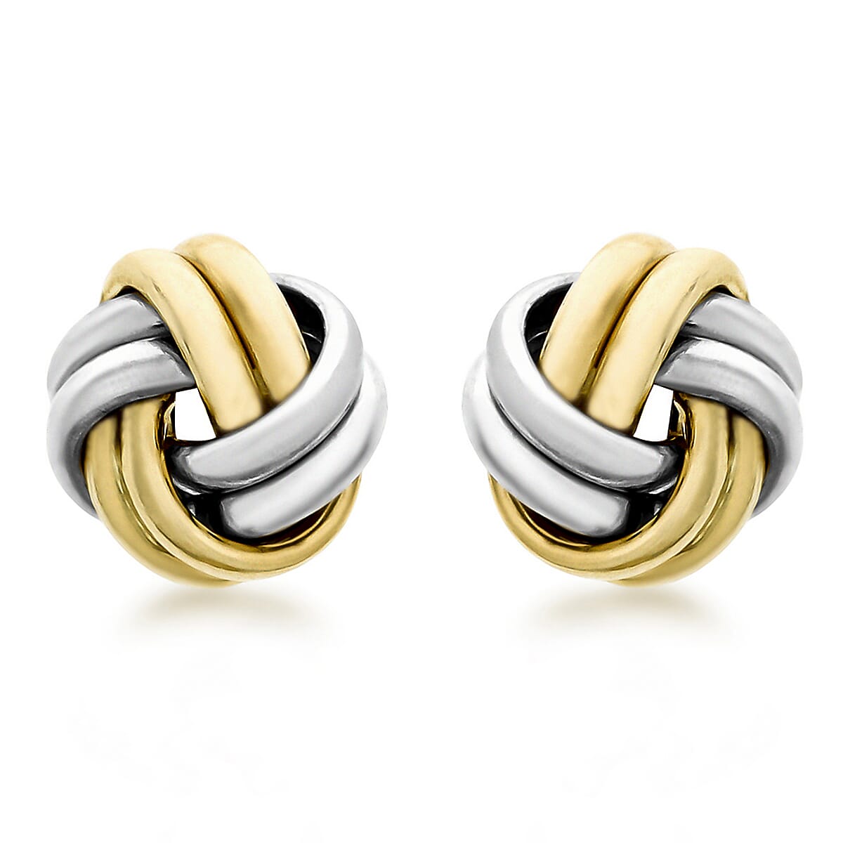 9K 2 Colour Gold 9mm Knot Stud Earrings 8894749 0
