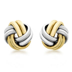 9K 2 Colour Gold 9mm Knot Stud Earrings