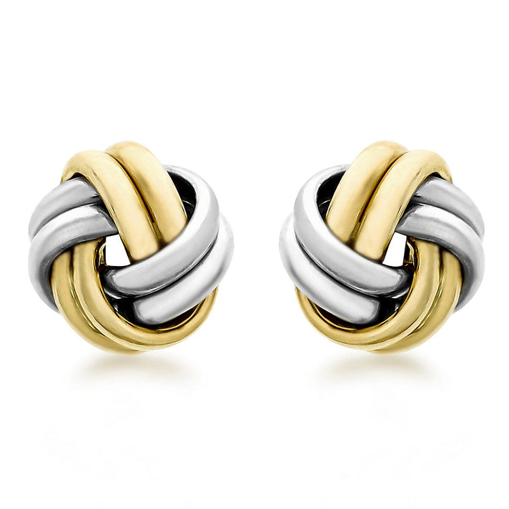 9K 2 Colour Gold 9mm Knot Stud Earrings 8894749 1
