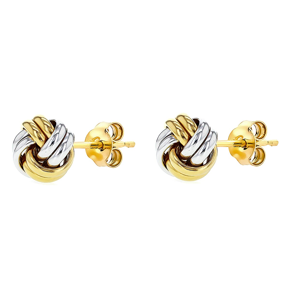 9K 2 Colour Gold 9mm Knot Stud Earrings 8894749 1
