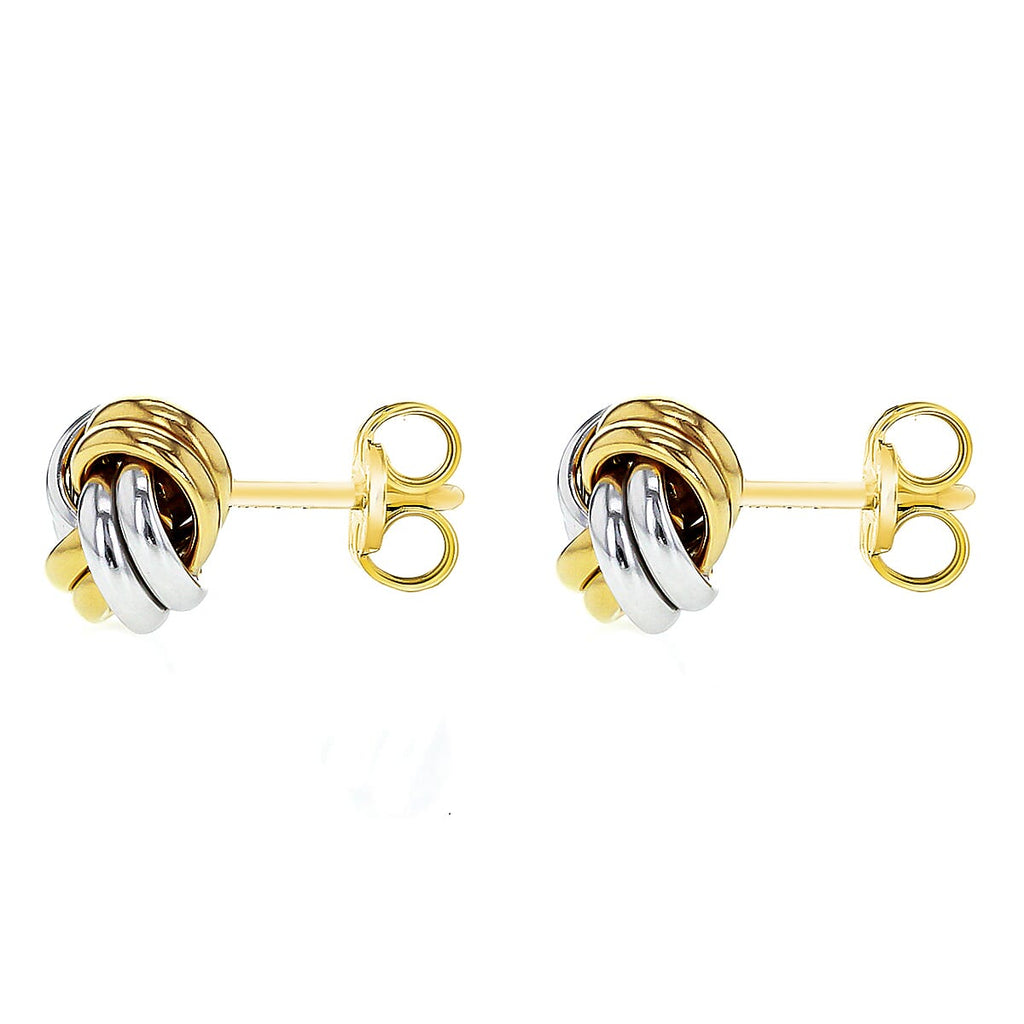 9K 2 Colour Gold 9mm Knot Stud Earrings