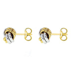 9K 2 Colour Gold 9mm Knot Stud Earrings