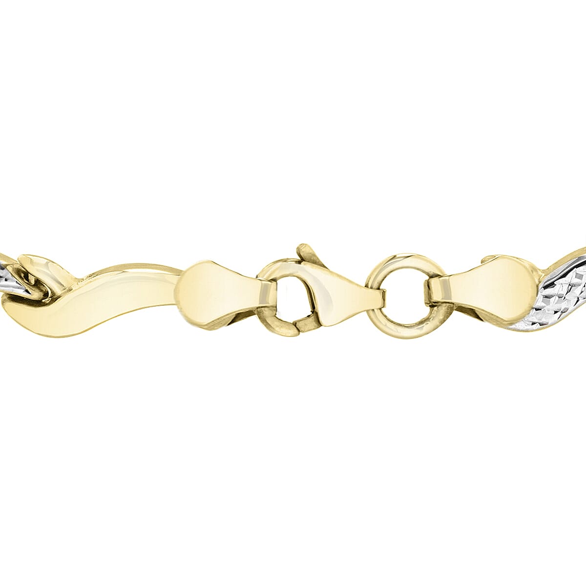 9K 2 Colour Gold Diamond Cut Wave Link Bracelet 7.5 Inch 7078186 2