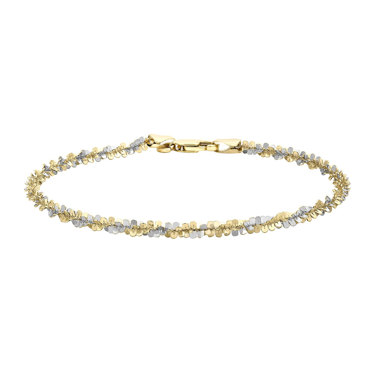 9K 2 Colour Gold Twist Chain Bracelet 7 Inch 7078184 0
