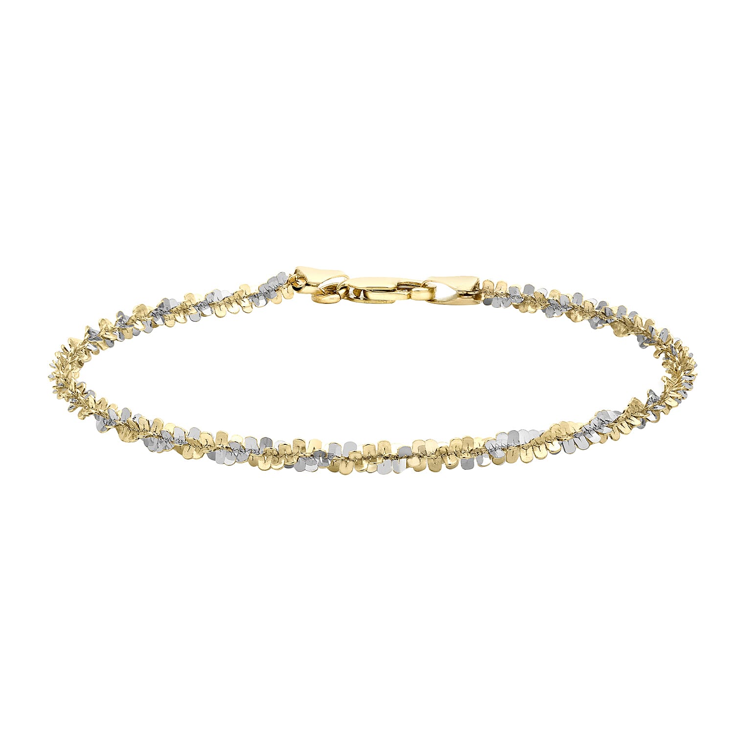 9K 2 Colour Gold Twist Chain Bracelet 7 Inch 7078184 0