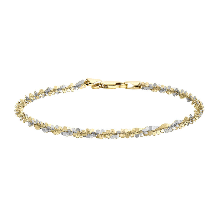 9K 2 Colour Gold Twist Chain Bracelet 7 Inch 7078184 1
