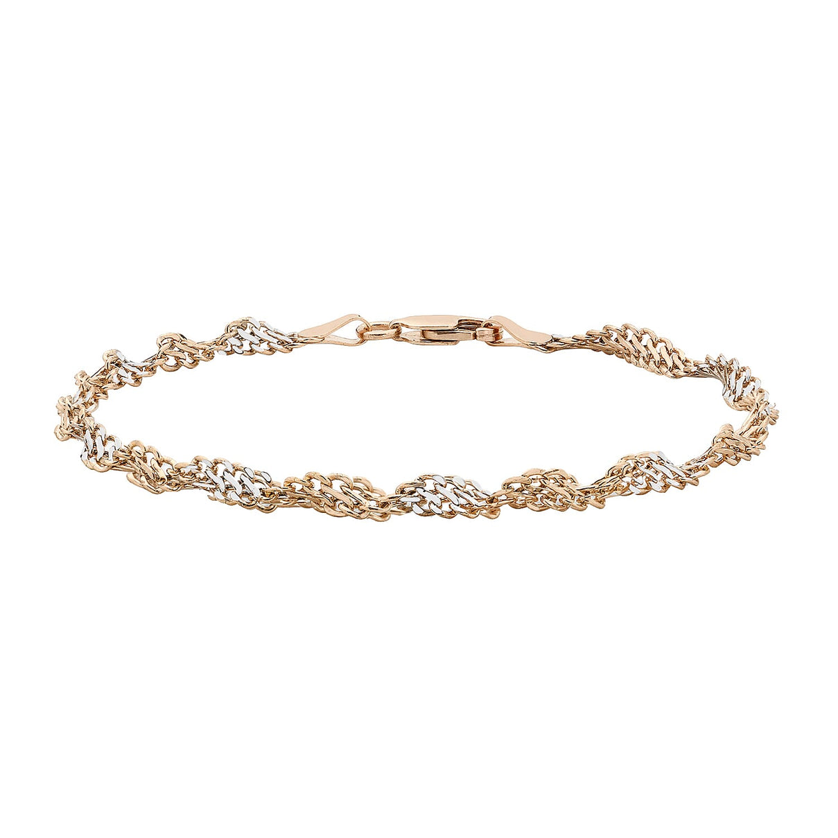 9K 2 Colour Gold Twist Curb Bracelet 7.5 Inch 7078183 0