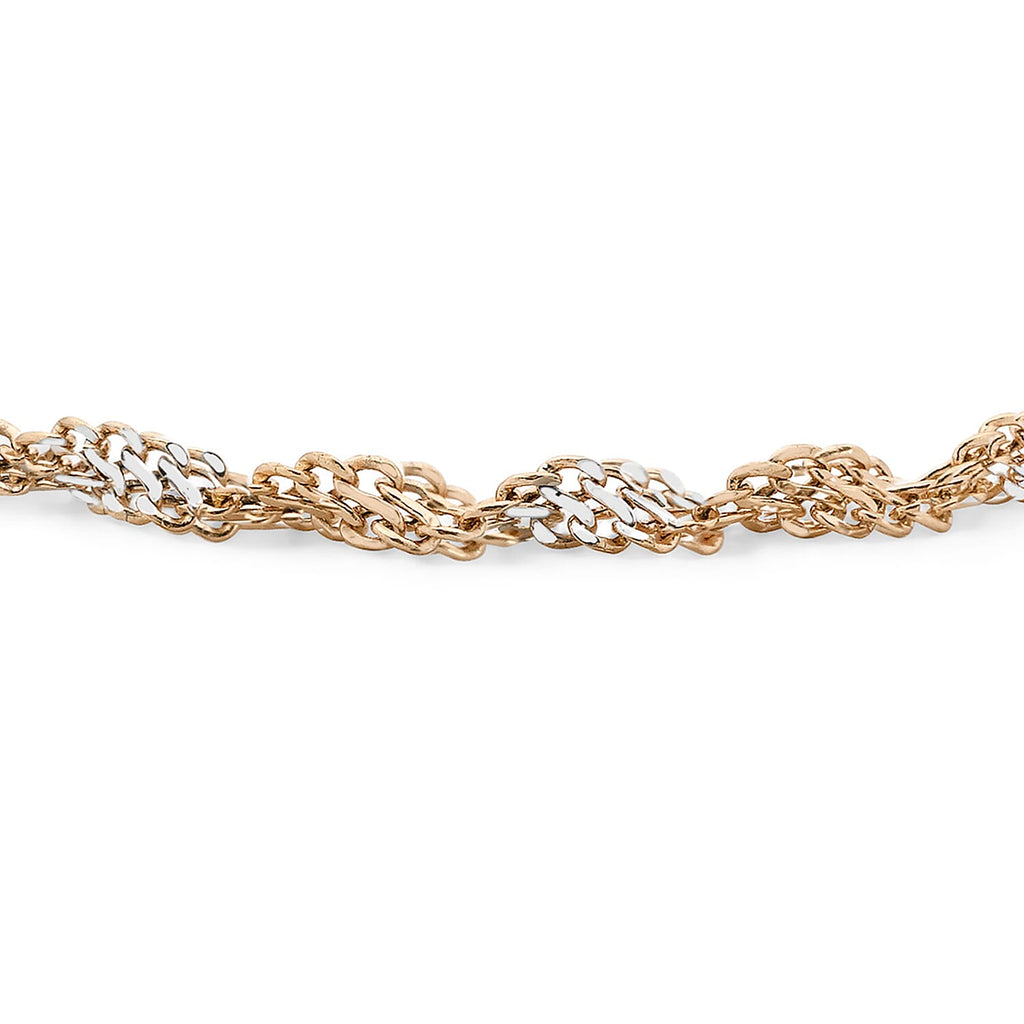 9K 2 Colour Gold Twist Curb Bracelet 7.5 Inch