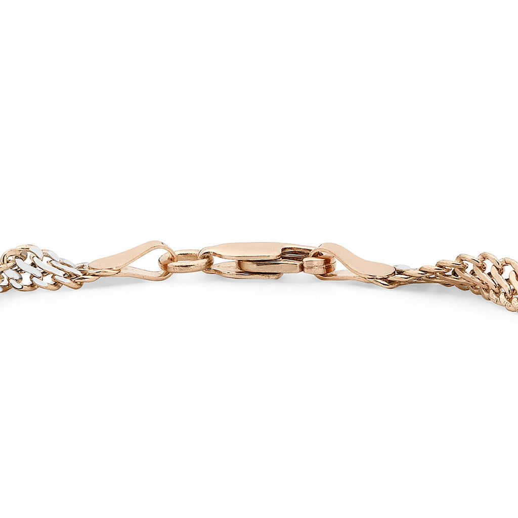 9K 2 Colour Gold Twist Curb Bracelet 7.5 Inch