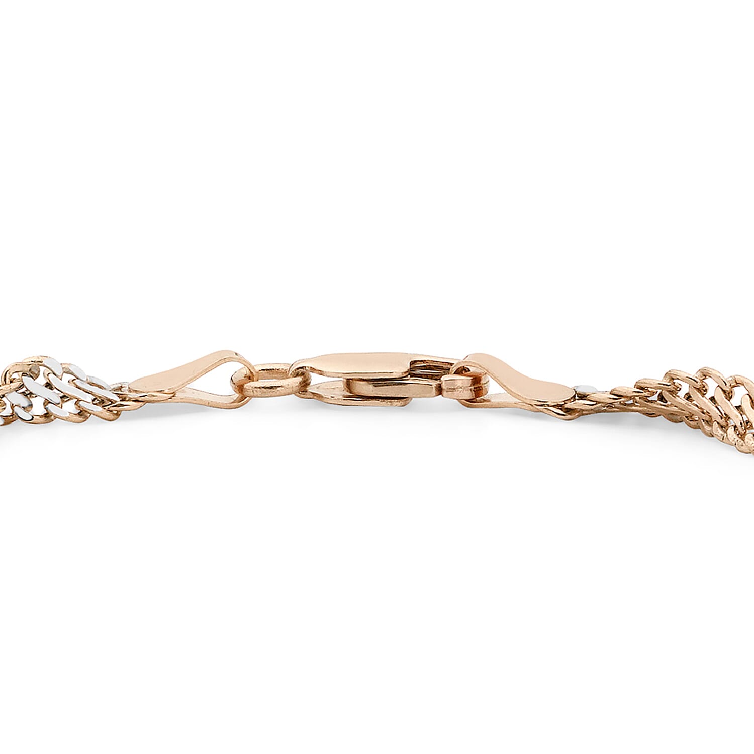 9K 2 Colour Gold Twist Curb Bracelet 7.5 Inch 7078183 2