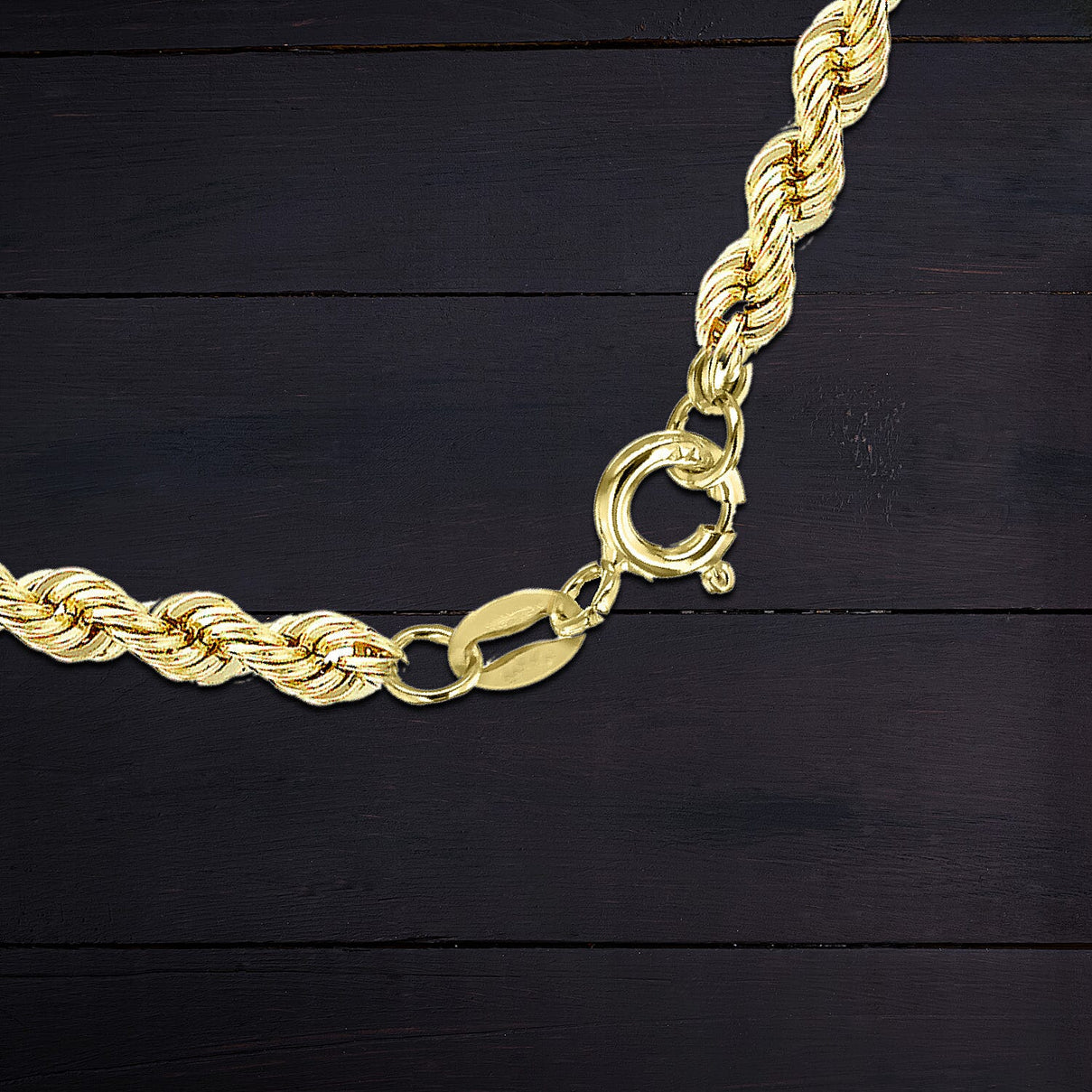 9K Gold 2.5 MM Rope Chain with Spring Ring Clasp 22 Inch Polished 3g 8104697 3