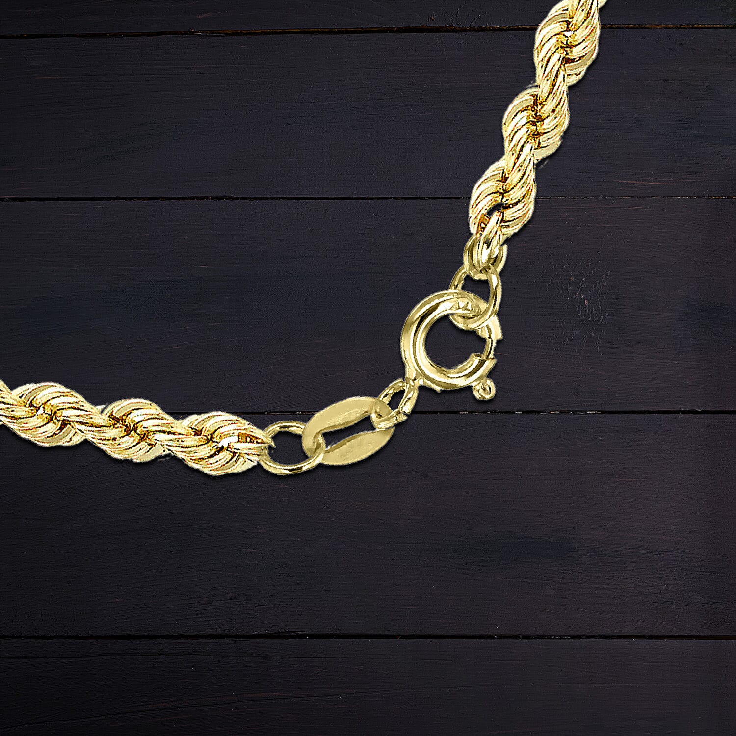 9K Gold 2.5 MM Rope Chain with Spring Ring Clasp 22 Inch Polished 3g 8104697 3