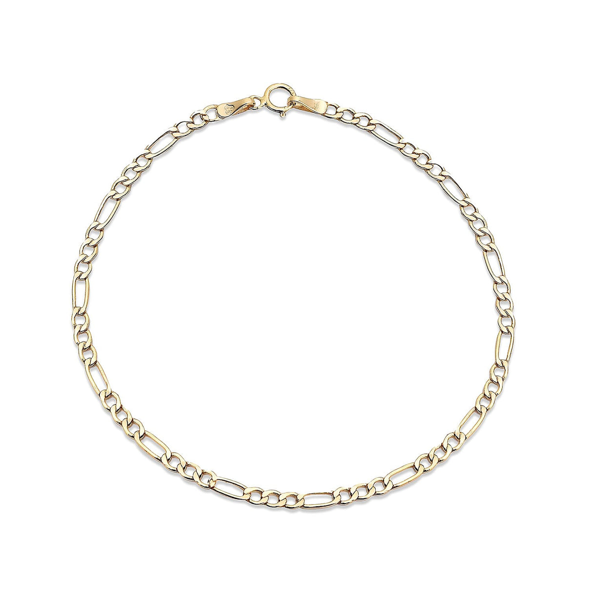 9K Yellow Gold 2 MM Figaro Bracelet with Spring Ring Clasp 7.5 Inch Polished 8104728 0
