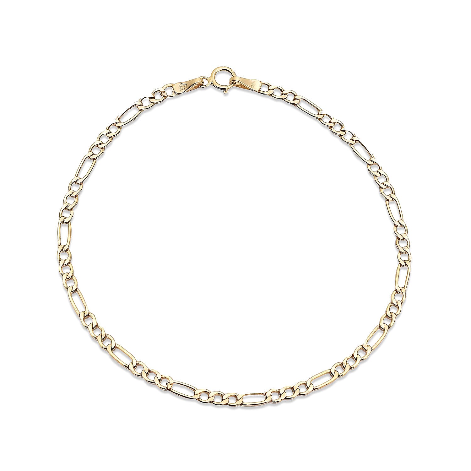 9K Yellow Gold 2 MM Figaro Bracelet with Spring Ring Clasp 7.5 Inch Polished 8104728 0