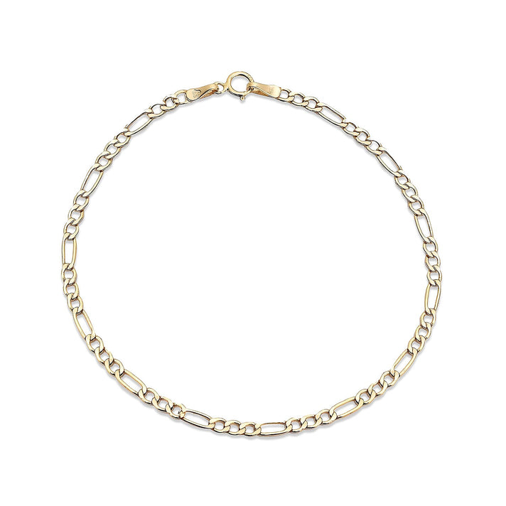9K Yellow Gold 2 MM Figaro Bracelet with Spring Ring Clasp 7.5 Inch Polished 8104728 1