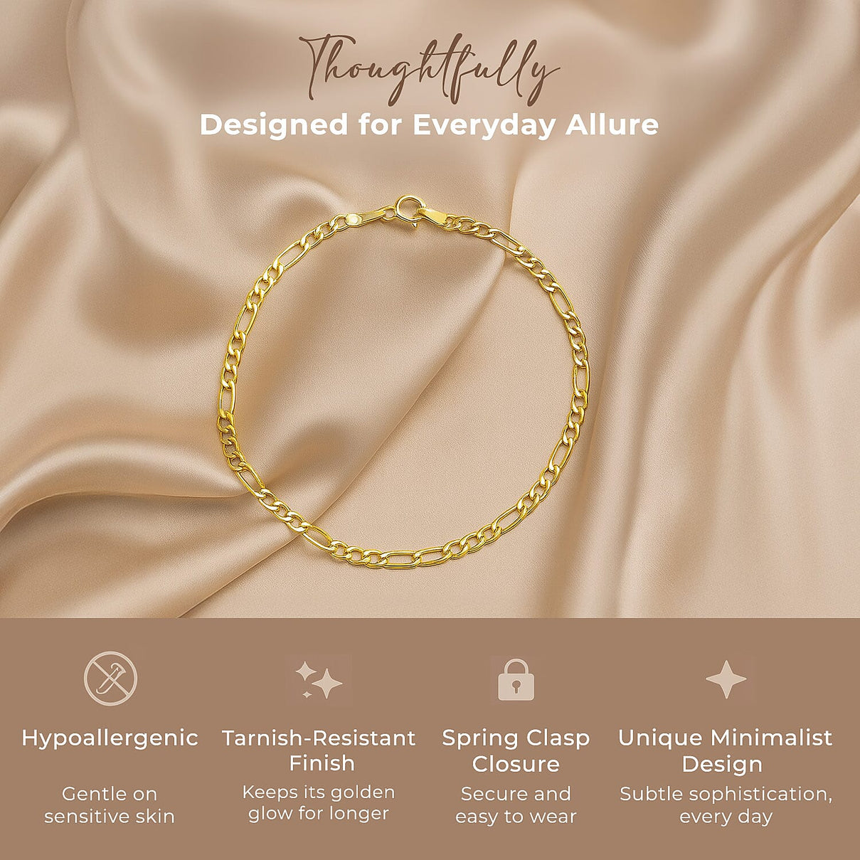9K Yellow Gold 2 MM Figaro Bracelet with Spring Ring Clasp 7.5 Inch Polished 8104728 3