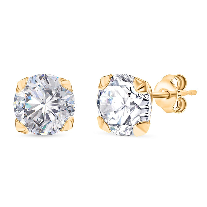 9K Gold 7mm Round Cubic Zircon Stud Earrings 7814353 1