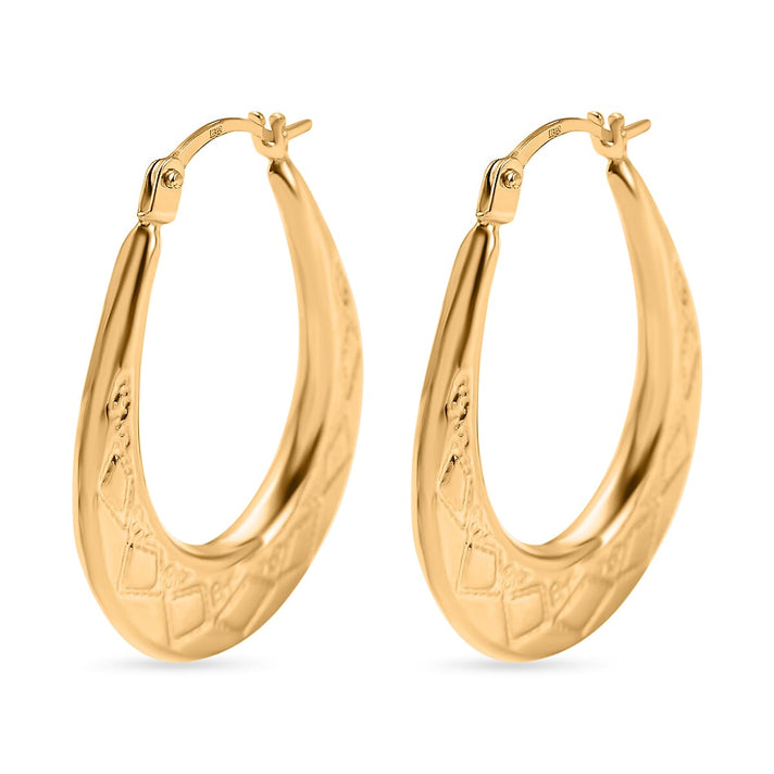 9K Gold Earrings with Hinged Clasp Textured, 0.92 Gms 8104687 1