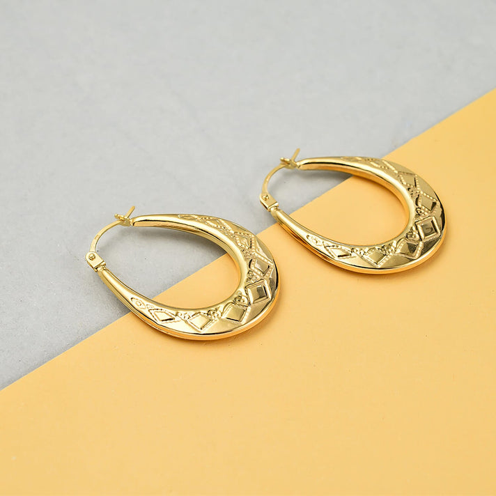 9K Gold Earrings with Hinged Clasp Textured, 0.92 Gms 8104687 2