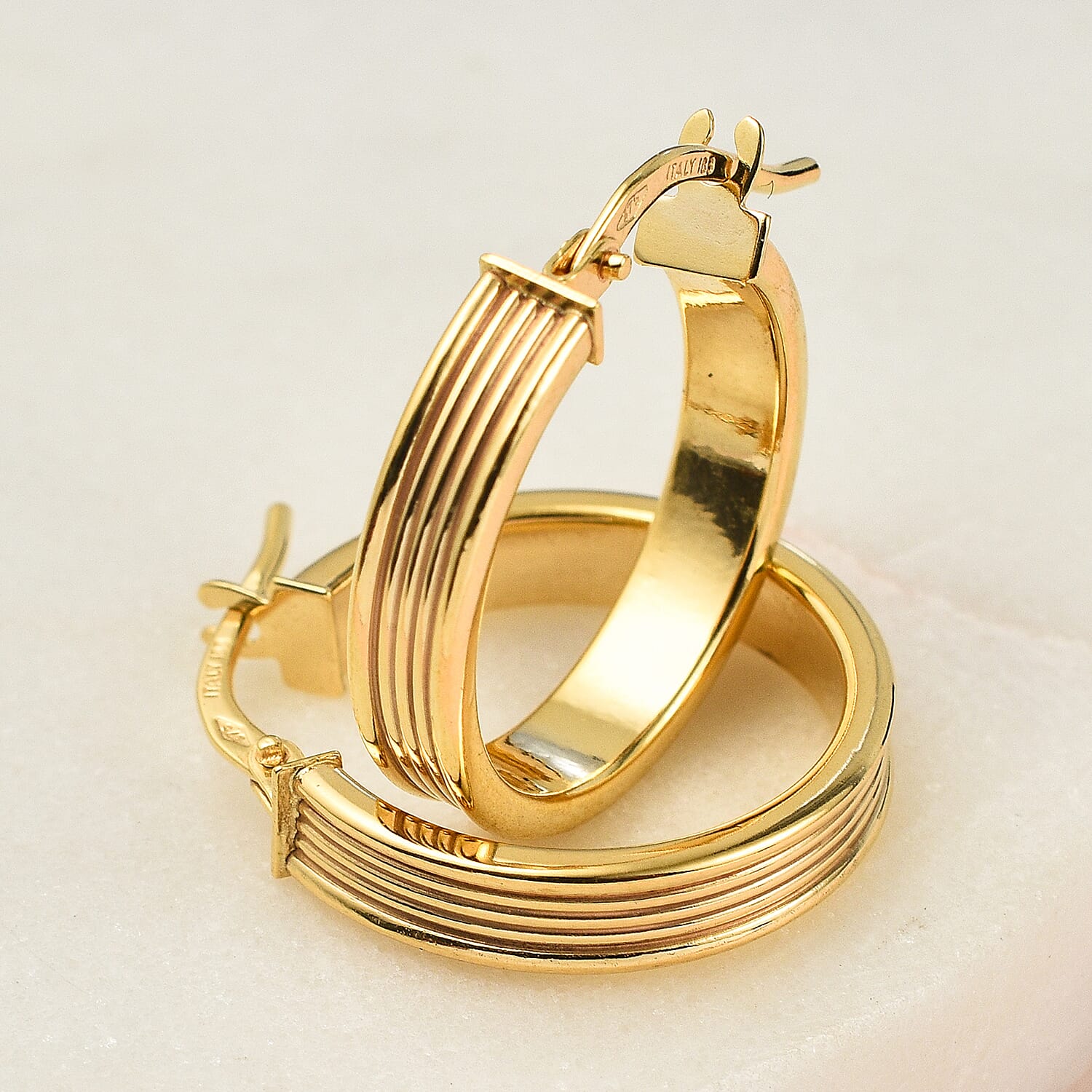 9K Gold Earrings with Hinged Clasp Textured, 1.2 Gms 8104686 1