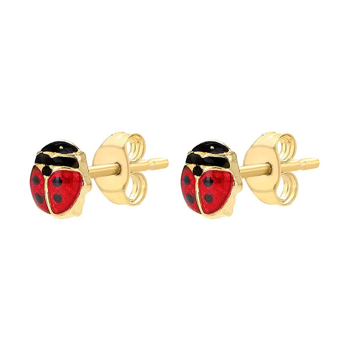 9K Gold Mini Enamel Ladybird Earrings 7812685 1